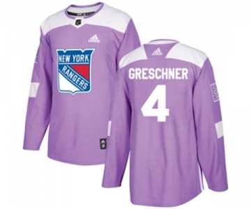 Youth Adidas New York Rangers #4 Ron Greschner Authentic Purple Fights Cancer Practice NHL Jersey