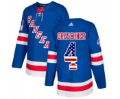Youth Adidas New York Rangers #4 Ron Greschner Authentic Royal Blue USA Flag Fashion NHL Jersey