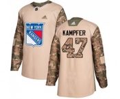 Youth Adidas New York Rangers #47 Steven Kampfer Authentic Camo Veterans Day Practice NHL Jersey