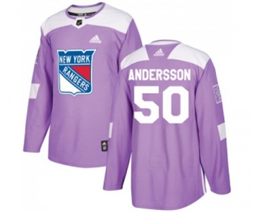 Youth Adidas New York Rangers #50 Lias Andersson Authentic Purple Fights Cancer Practice NHL Jersey