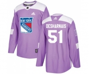 Youth Adidas New York Rangers #51 David Desharnais Authentic Purple Fights Cancer Practice NHL Jersey