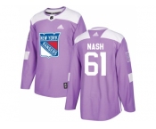 Youth Adidas New York Rangers #61 Rick Nash Purple Authentic Fights Cancer Stitched NHL Jersey