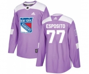 Youth Adidas New York Rangers #77 Phil Esposito Authentic Purple Fights Cancer Practice NHL Jersey