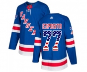 Youth Adidas New York Rangers #77 Phil Esposito Authentic Royal Blue USA Flag Fashion NHL Jersey