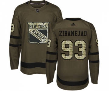 Youth Adidas New York Rangers #93 Mika Zibanejad Premier Green Salute to Service NHL Jersey