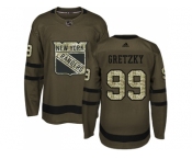 Youth Adidas New York Rangers #99 Wayne Gretzky Green Salute to Service Stitched NHL Jersey