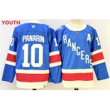 Youth new york rangers #10 artemi panarin blue 2025 with a patch stitched hockey jersey
