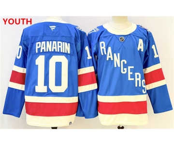 Youth new york rangers #10 artemi panarin blue 2025 with a patch stitched hockey jersey