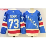 Youth new york rangers #73 matt rempe blue 2025 stitched hockey jersey Youth new york rangers #73 matt rempe blue 2025 stitched hockey jersey