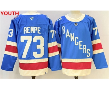 Youth new york rangers #73 matt rempe blue 2025 stitched hockey jersey