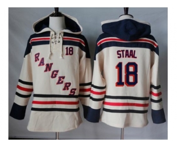 Men's New York Rangers #18 Marc Staal Cream Sawyer Hooded Sweatshirt Stitched NHL Jersey