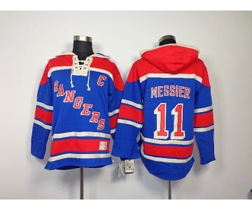 nhl jerseys new york rangers #11 messier blue[pullover hooded sweatshirt patch C]