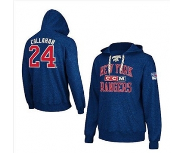 nhl jerseys new york rangers #24 callahan blue[pullover hooded sweatshirt][ccm]