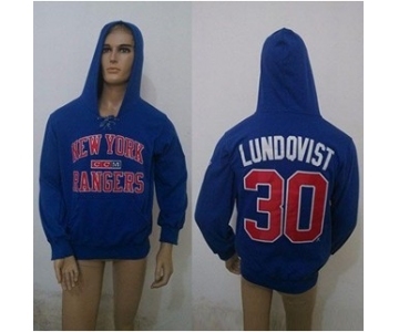 nhl jerseys new york rangers #30 lundqvist blue[pullover hooded sweatshirt][ccm]