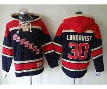 nhl jerseys new york rangers #30 lundqvist dk.blue-red[pullover hooded sweatshirt]