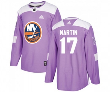 Adidas New York Islanders #17 Matt Martin Authentic Purple Fights Cancer Practice NHL Jersey