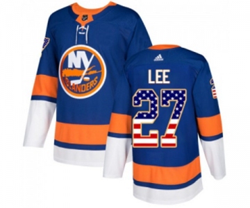 Adidas New York Islanders #27 Anders Lee Authentic Royal Blue USA Flag Fashion NHL Jersey