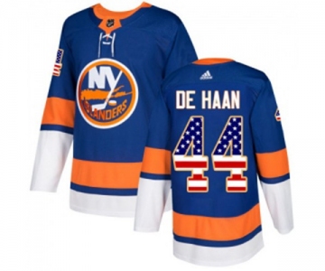 Adidas New York Islanders #44 Calvin de Haan Authentic Royal Blue USA Flag Fashion NHL Jersey