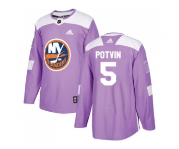 Men Adidas New York Islanders #5 Denis Potvin Purple Authentic Fights Cancer Stitched NHL Jersey