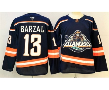 Men's New York Islanders #13 Mathew Barzal Navy 2024-25 Stitched Hockey Jersey
