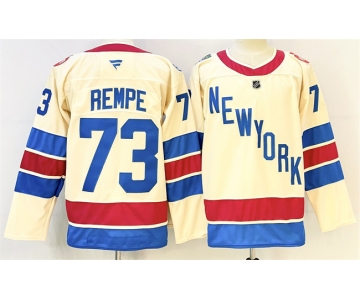 Men's New York Rangers #73 Matt Rempe Beige 2025-26 Winter Classic With A Patch Stitched Hockey Jersey