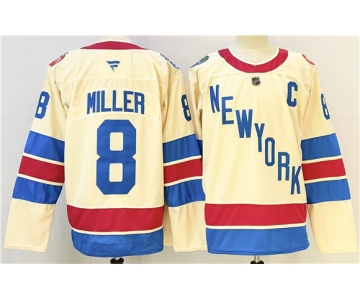 Men's New York Rangers #8 JT Miller Beige 2025-26 Winter Classic With C Patch Stitched Hockey Jersey