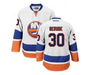 Men's Reebok New York Islanders #30 Jean-Francois Berube Authentic White Away NHL Jersey