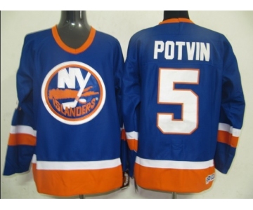 nhl jerseys new york islanders #5 potvin blue