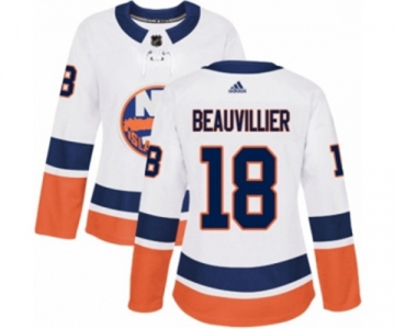 Women Adidas New York Islanders #18 Anthony Beauvillier Authentic White Away NHL Jersey