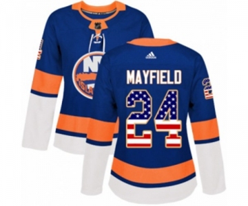 Women Adidas New York Islanders #24 Scott Mayfield Authentic Royal Blue USA Flag Fashion NHL Jersey