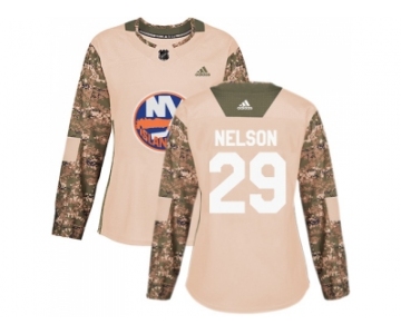 Women Adidas New York Islanders #29 Brock Nelson Camo Authentic 2017 Veterans Day Stitched NHL Jersey