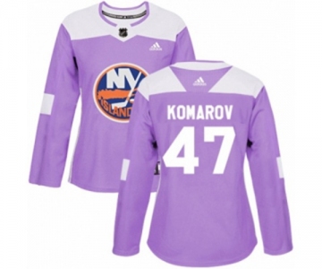 Women Adidas New York Islanders #47 Leo Komarov Authentic Purple Fights Cancer Practice NHL Jersey