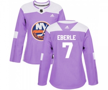 Women Adidas New York Islanders #7 Jordan Eberle Authentic Purple Fights Cancer Practice NHL Jersey