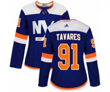 Women Adidas New York Islanders #91 John Tavares Premier Blue Alternate NHL Jersey