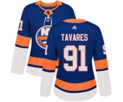 Women Adidas New York Islanders #91 John Tavares Premier Royal Blue Home NHL Jersey