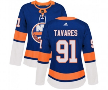 Women Adidas New York Islanders #91 John Tavares Premier Royal Blue Home NHL Jersey