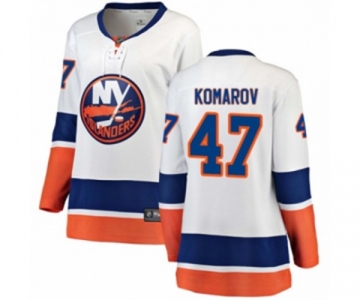 Women New York Islanders #47 Leo Komarov Fanatics Branded White Away Breakaway NHL Jersey
