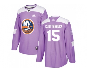 Youth Adidas New York Islanders #15 Cal Clutterbuck Purple Authentic Fights Cancer Stitched NHL Jersey