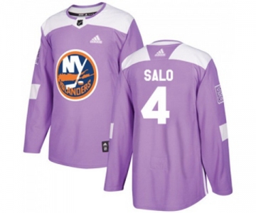 Youth Adidas New York Islanders #4 Robin Salo Authentic Purple Fights Cancer Practice NHL Jersey
