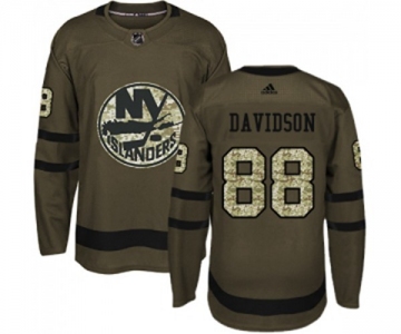 Youth Adidas New York Islanders #88 Brandon Davidson Authentic Green Salute to Service NHL Jersey
