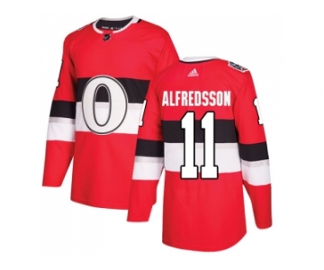 Men Adidas Ottawa Senators #11 Daniel Alfredsson Red Authentic 2017 100 Classic Stitched NHL Jersey