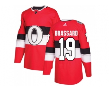 Men Adidas Ottawa Senators #19 Derick Brassard Red Authentic 2017 100 Classic Stitched NHL Jersey
