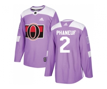 Men Adidas Ottawa Senators #2 Dion Phaneuf Purple Authentic Fights Cancer Stitched NHL Jersey