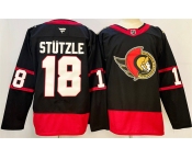 Men's Ottawa Senators #18 Tim Stützle Black 2024-25 Home Stitched Hockey Jersey