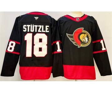 Men's Ottawa Senators #18 Tim Stützle Black 2024-25 Home Stitched Hockey Jersey