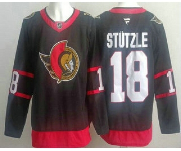Men's Ottawa Senators #18 Tim Stutzle Black Authentic Jersey