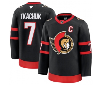 Men's Ottawa Senators #7 Brady Tkachuk Black 2024-25 Home Stitched Hockey Jersey