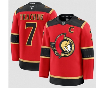 Men's Ottawa Senators #7 Brady Tkachuk Red Alternate With C Patch Stitched Hockey Jersey
