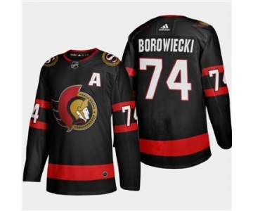 Men's Ottawa Senators #74 Mark Borowiecki 2020-21 Authentic Player Home Stitched Hockey Jersey Black
