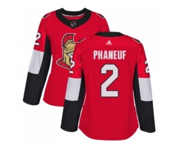Women Adidas Ottawa Senators #2 Dion Phaneuf Red Home Authentic Stitched NHL Jersey